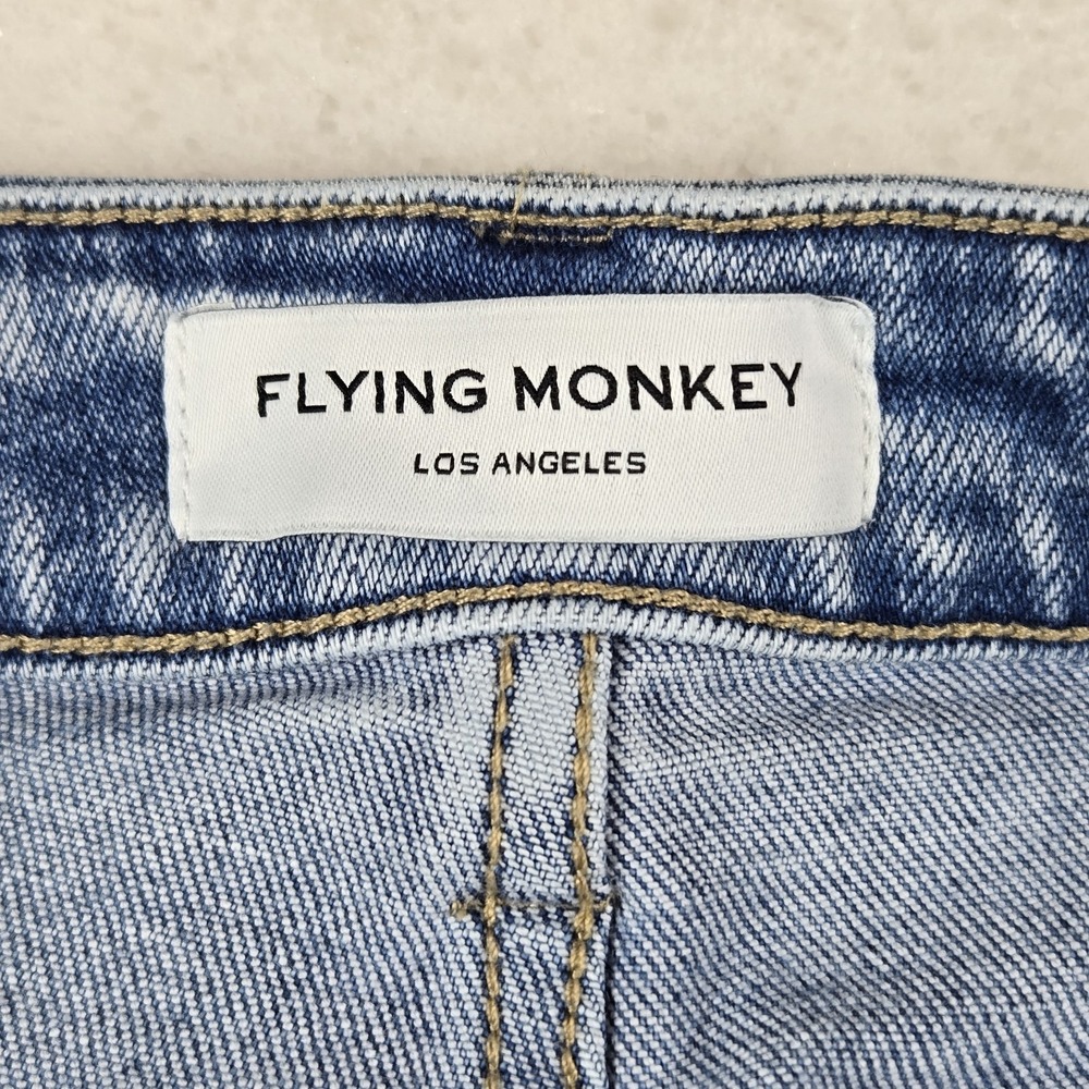 Flying Monkey High Rise Wide Leg Cropped Jeans Size 33 Boho Streetwear Coastal - Picture 10 of 12